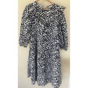 Sandy Liang x Target Gauzy Dress M Leopard Print Puff Sleeve Romantic Ruffle